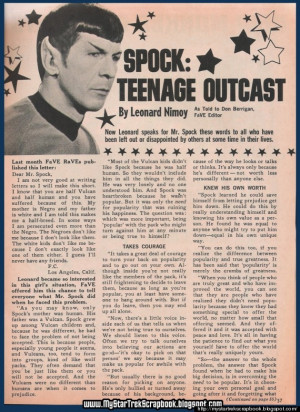 Star Trek Actor Leonard Nimoy, 'Spock,' Responds to Teen With An ...