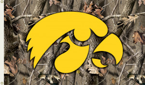 IOWA HAWKEYES Camo Flag