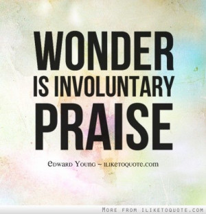 Wonder is involuntary praise.