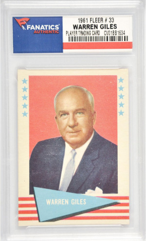 Warren Giles National League President 1961 Fleer 33 Card