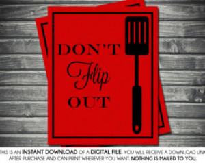 Don't Flip Out Spatula Kitchen Artwork - Red, Black, Printable ...