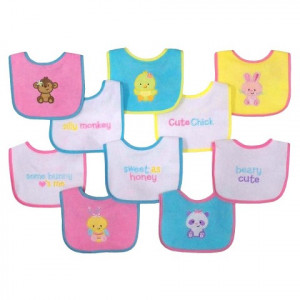 Neat Solutions Knit/Terry Embroidered Girl Sayings Bibs-10PK product ...