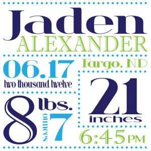 Birth Announcement Subway Print