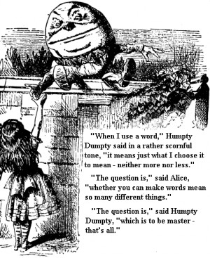 When I use a word,’ Humpty Dumpty said in rather a scornfultone ...