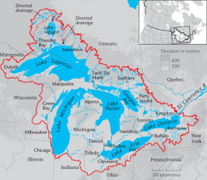 great lakes north america map