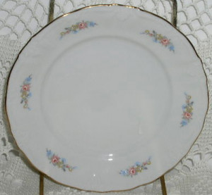 ... Bavaria Germany Bread Cake Plate Pink Blue Tan Flower Floral Flowers