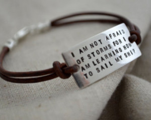 Personalized Quote Bracelet Sterlin g Silver - Leather Cord ...