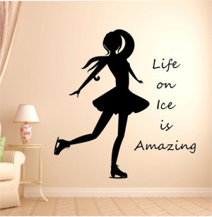... Design Mural interior design kids bedroom Ice skating girl Quote