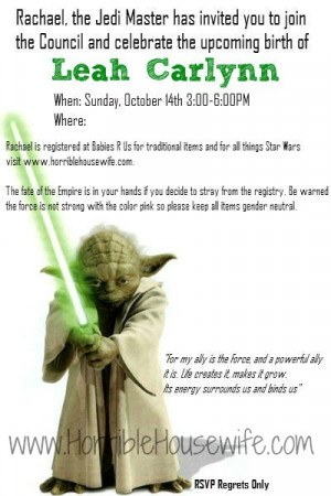pictures star wars baby shower invitation with yoda and yoda quote
