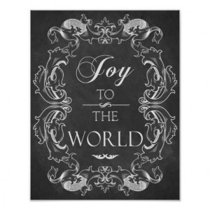 Christmas chalkboard Joy To The World Quote Art Posters