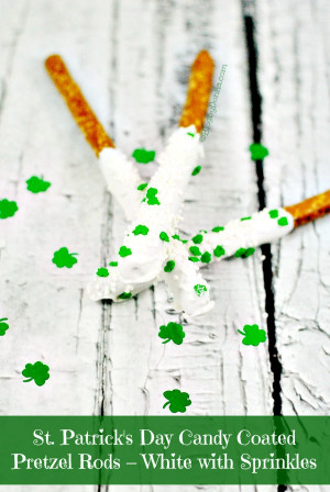 St. Patrick’s Day Candy Coated Pretzel Rods – White with Sprinkles ...
