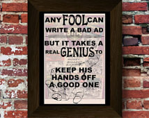 Any Fool / Real Genius Advertising quote Super Hero Upcycled vintage ...