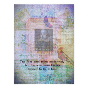 William Shakespeare quote about wisdom and fools Print