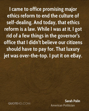 came to office promising major ethics reform to end the culture of ...