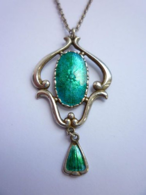 Charles Horner Art Nouveau Silver and Enamel Pendant Necklace ...