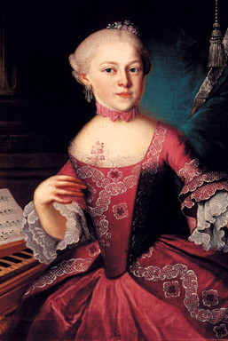 Nannerl in 1763, wearing a dress given to her by