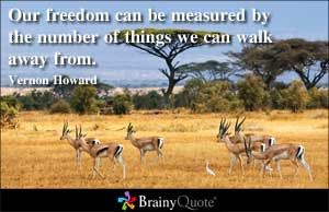Our freedom can be measured by the number of things we can walk away ...