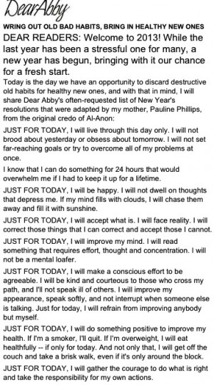Dear Abby's New Years Resolutions