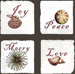 ... is spreading Christmas Holiday cheer with rustic coastal coasters