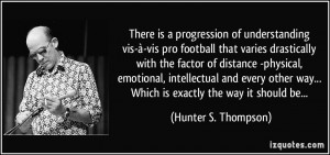 of understanding vis-à-vis pro football that varies drastically ...