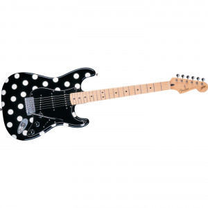 ... Guy Polka Dot Stratocaster Electric Guitar Black with White Polka Dots