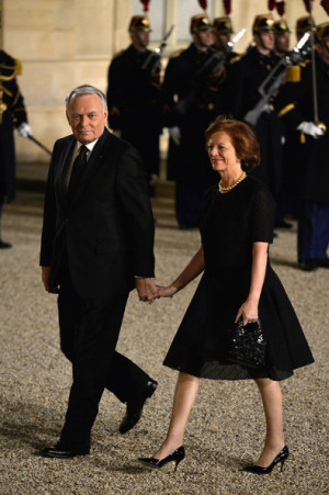 Brigitte Ayrault L R French Prime Minister Jean Marc Ayrault and his