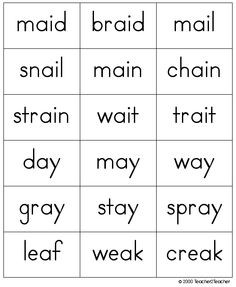 Vowel Digraph flashcards - great for spelling practice More
