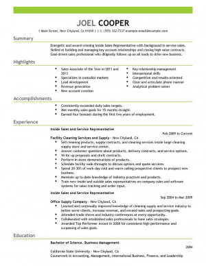 inside sales resume sample example