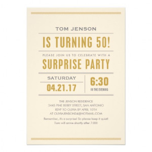 Big Type 50th Birthday Surprise Party Invitations