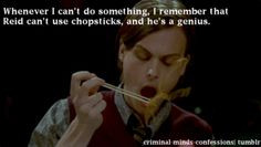 Reid can't use chopsticks. More