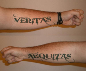 veritas and aequitas tattooed on forearms the words imply truth and ...
