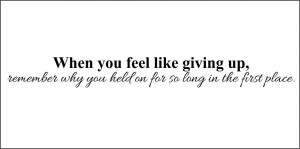 When You Feel Like Giving Up, Remember Why You Held on so Long in the ...