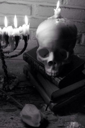 Candles and a skull