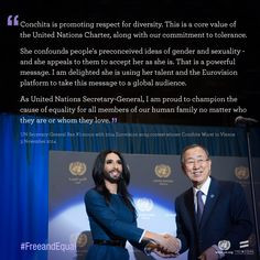 In Vienna on 3 November 2014, Ban Ki-moon met Conchita Wurst, the ...