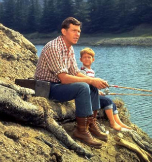Single father, Andy Griffith and son, Opie. 