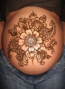 Pregnant belly henna tattoos