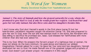 YaashaMoriah.com - Hannah's Prayer - How God answered Hannah's prayer ...