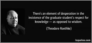 ... respect for knowledge — as opposed to wisdom. - Theodore Roethke