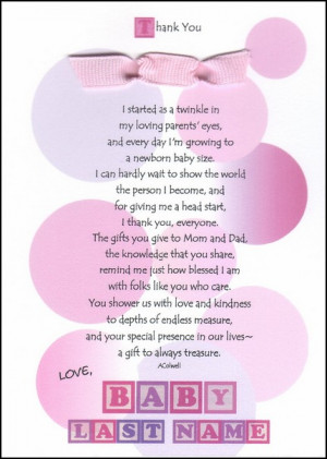 Posts related to baby shower thank you sayings poems