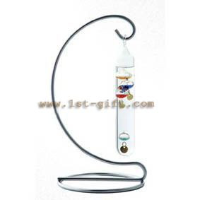 Galileo thermometer with chrome stand