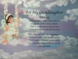 Details about ANGEL GRANDDAUGHTER PERSONALIZED POEM THE PERFECT GIFT
