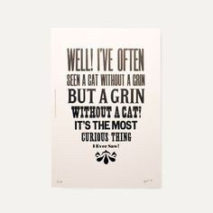 Letterpess printed Alice in Wonderland quote 