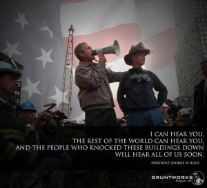 President Bush delivering powerful words on 9/11