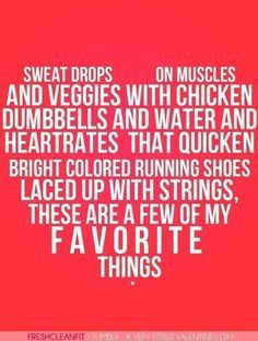 Sweat drops on muscles and veggies with chicken. Dumbbells and water ...