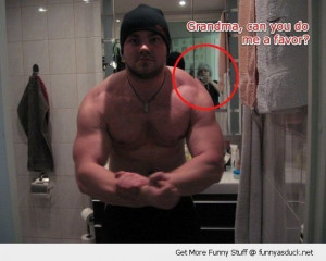 Muscular Man Body Builder Guy Selfie Grandma Favor Mirror Fail Funny ...