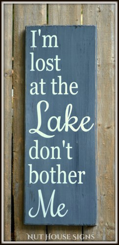 Lake Sign House Decor Gift Rustic Wood Cottage Cabin HandPainted Quote