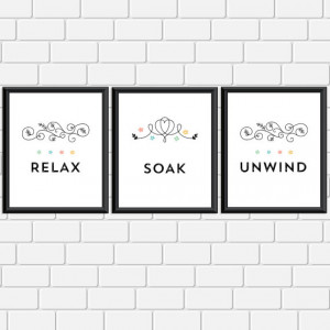 Bathroom Printable Art Print Quote Relax Soak Unwind Bath Wall Art, 8 ...
