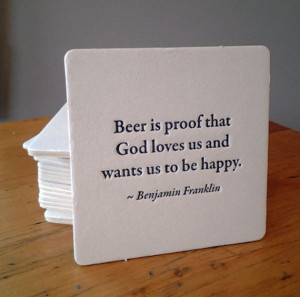 BEER is proof Quote Coasters, (Letterpress printed, 3.5 inches) set of ...