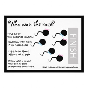 Funny Gender Reveal Party Invitation - Sperm Race