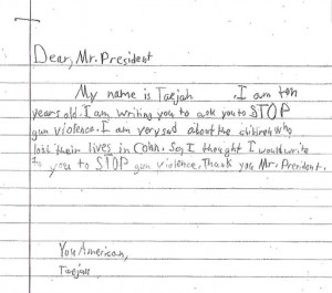 Stop gun violence, kids ask President Obama in handwritten letters